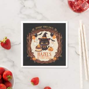 Serviette En Papier Joyeux 1er Boo-Day Chat Noir Mignon et Effrayant H