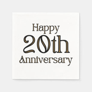 Serviette En Papier Joyeux 20e anniversaire 3 serviettes à 1 Ply