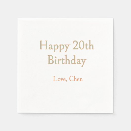 Serviette En Papier joyeux 20e anniversaire vert orange pastel nom dat (Devant)