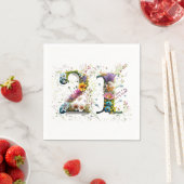 Serviette En Papier Joyeux 21e anniversaire Fleurs sauvages Joyeux ann (En situation)