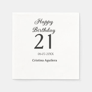 Serviette En Papier Joyeux 21e anniversaire lettre gras nom simple min