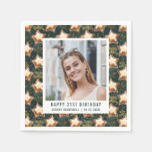 Serviette En Papier Joyeux 21e anniversaire Photo Glam Star Balloons (Devant)