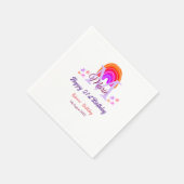 Serviette En Papier Joyeux 21e anniversaire rose ajouter nom monogramm (Coin)