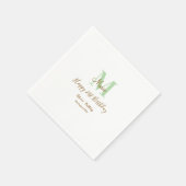 Serviette En Papier Joyeux 21e Anniversaire vert ajouter nom monogramm (Coin)