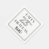 Serviette En Papier JOYEUX 23E ANNIVERSAIRE; Style Art Déco; Nom perso (Coin)