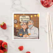 Serviette En Papier Joyeux 25e anniversaire (En situation)