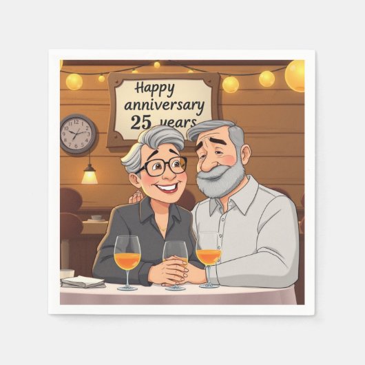 Serviette En Papier Joyeux 25e anniversaire (Devant)