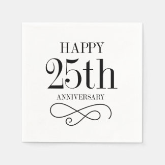 Serviette En Papier Joyeux 25e anniversaire Cocktail serviettes