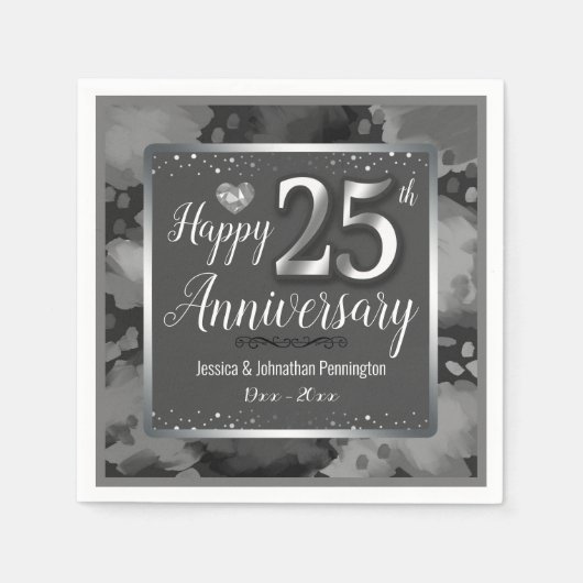 Serviette En Papier Joyeux 25e anniversaire de Mariage (Devant)