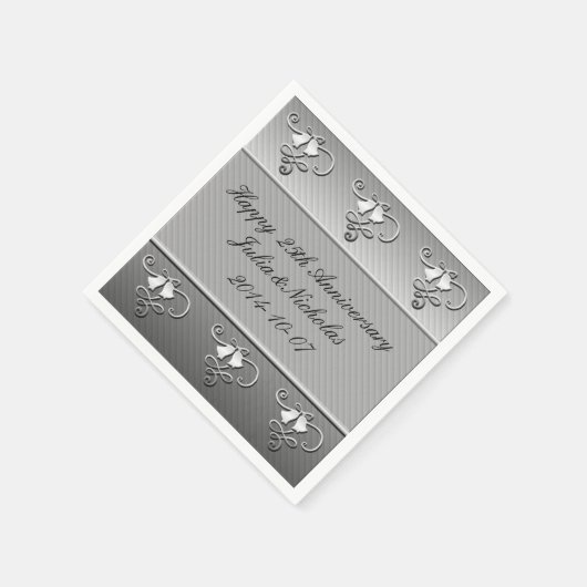 Serviette En Papier Joyeux 25e anniversaire Naples d'argent (Coin)