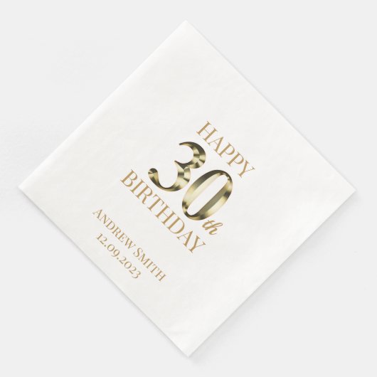 Serviette En Papier Joyeux 30e anniversaire Coutume dorée (Coin)