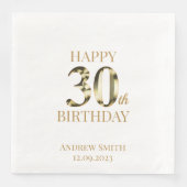 Serviette En Papier Joyeux 30e anniversaire Coutume dorée (Devant)