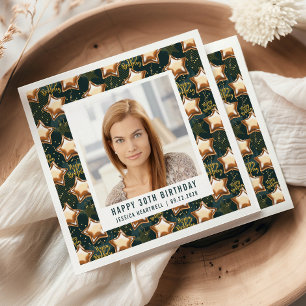 Serviette En Papier Joyeux 30e anniversaire Photo Glam Star Balloons