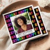 Serviette En Papier Joyeux 30e anniversaire Photo Rainbow Neon