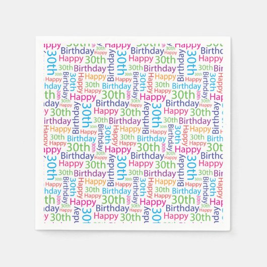 Serviette En Papier Joyeux 30e anniversaire serviettes (Devant)