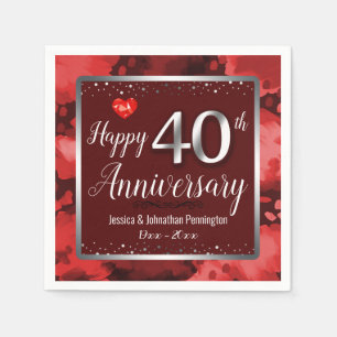 Serviette En Papier Joyeux 40e anniversaire de Mariage