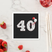Serviette En Papier Joyeux 40e anniversaire en noir (En situation)