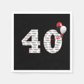 Serviette En Papier Joyeux 40e anniversaire en noir (Devant)