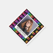 Serviette En Papier Joyeux 40e anniversaire Photo Rainbow Neon (Coin)