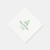 Serviette En Papier Joyeux 40e anniversaire vert ajouter nom monogramm (Coin)