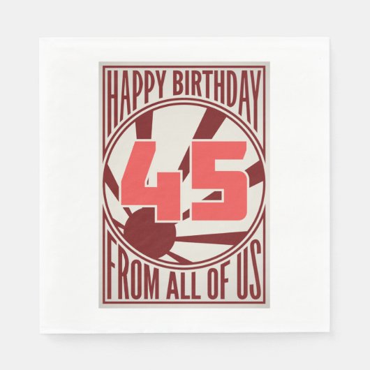 Serviette En Papier Joyeux 45ème anniversaire (Devant)