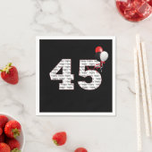 Serviette En Papier Joyeux 45ème anniversaire sur les serviettes noire (En situation)