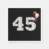 Serviette En Papier Joyeux 45ème anniversaire sur les serviettes noire (Devant)