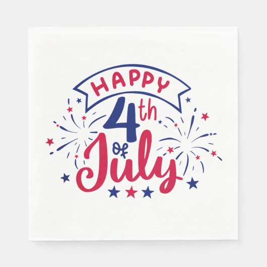 Serviette En Papier Joyeux 4 juillet. (Devant)