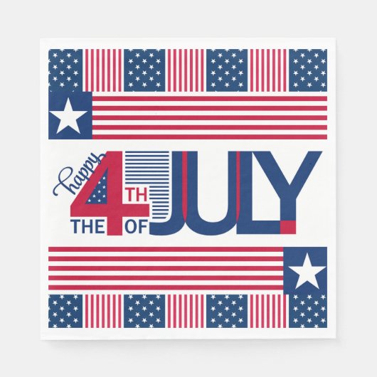 Serviette En Papier Joyeux 4 juillet (Devant)