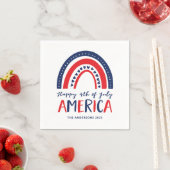 Serviette En Papier Joyeux 4 juillet Amérique | Rouge bleu arc-en-ciel (En situation)