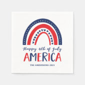 Serviette En Papier Joyeux 4 juillet Amérique | Rouge bleu arc-en-ciel (Devant)
