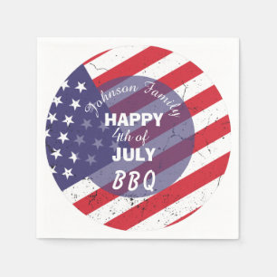 Serviette En Papier Joyeux 4 juillet BBQ de famille patriotique