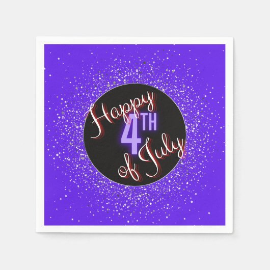 Serviette En Papier Joyeux 4 juillet brillant rouge blanc & bleu (Devant)