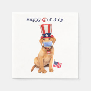 Serviette En Papier Joyeux 4 juillet chiot dans le masque facial