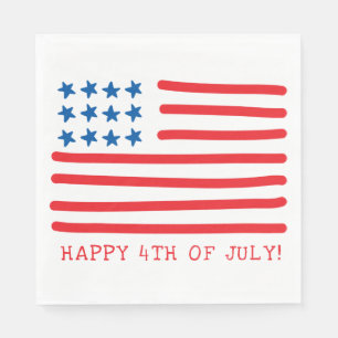 Serviette En Papier Joyeux 4 juillet Drapeau américain tiré à la m