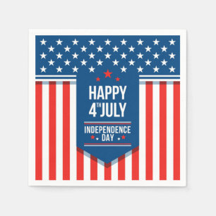 Serviette En Papier Joyeux 4 juillet étoiles et rayures