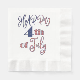 Serviette En Papier Joyeux 4 juillet Rouge Blanc Bleu Étoiles et rayur