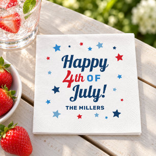 Serviette En Papier Joyeux 4 juillet Rouge Blanc et Bleu Patriotique