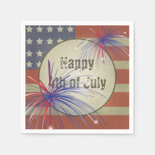 Serviette En Papier Joyeux 4 juillet Vintage rustique