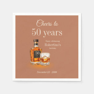 Serviette En Papier Joyeux 50 ans pour homme Thème Whisky Anniversaire