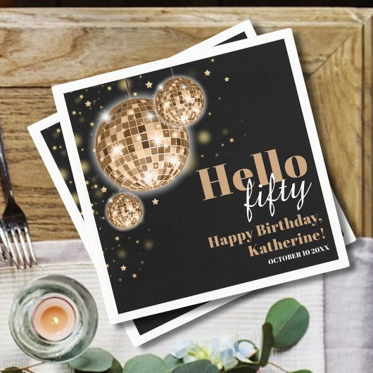 Serviette En Papier Joyeux 50e anniversaire des femmes Black and Gold