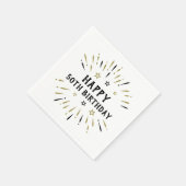 Serviette En Papier Joyeux 50e anniversaire feux d'artifice Blanc Blac (Coin)