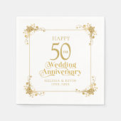 Serviette En Papier Joyeux 50e anniversaire Mariage Gold Frame (Devant)