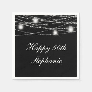 Serviette En Papier Joyeux 50e anniversaire Mason Jars Lumières Noir B