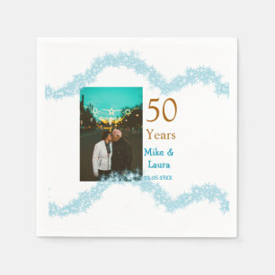 Serviette En Papier Joyeux 50e anniversaire nom couple date mariage