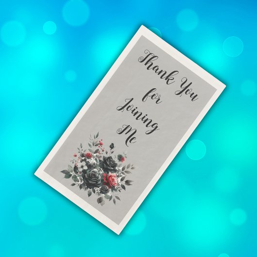 Serviette En Papier Joyeux 50e anniversaire Roses rouge et noir |