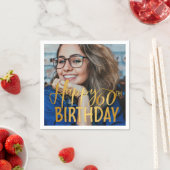 Serviette En Papier Joyeux 60e anniversaire Script photo personnalisée (En situation)