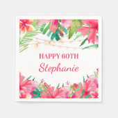 Serviette En Papier Joyeux 60e anniversaire Tropical String Light Hawa (Devant)