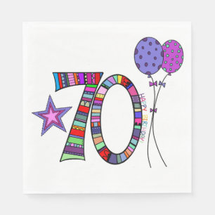 Serviette En Papier Joyeux 70e anniversaire de couleur Star Balloon