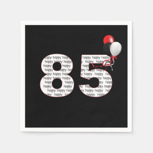 Serviette En Papier Joyeux 85ème anniversaire sur les serviettes noire